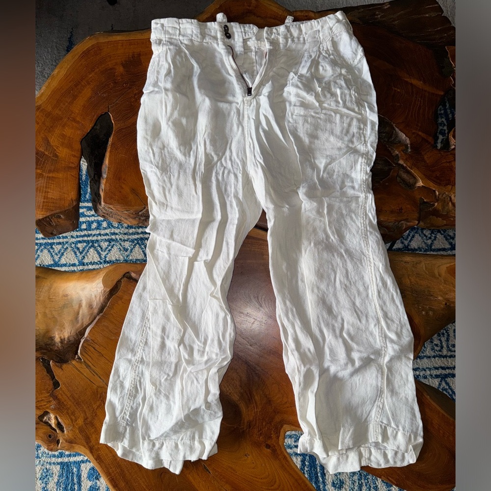 free people white linen capris - size 6